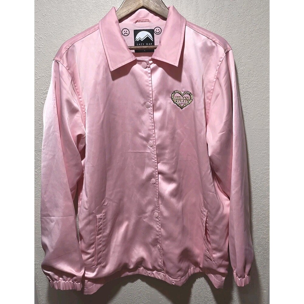 Lazy Oaf Pink 2016 You're So Vain Coach Jacket L Street Style Embroidery Indie
